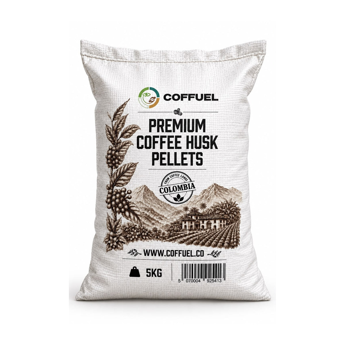 COFFUEL coffee husk pellets 5kg trial bag