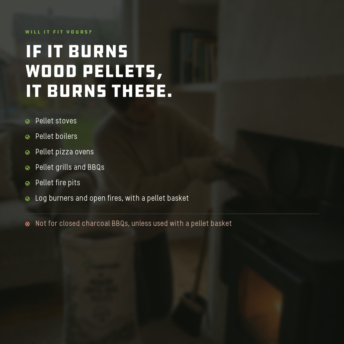 COFFUEL fits pellet stoves, boilers, pizza ovens, grills and fire pits